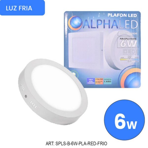 PLAFON LED 6W REDONDO FRIO