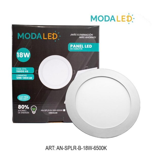 PANEL LED 18W REDONDO FRIO 22CM AN-SPLR-B-18W-6500k-30