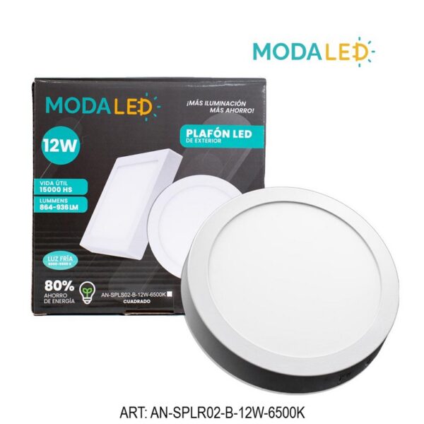 PLAFON LED 12W REDONDO FRIO 15,5Cm AN-SPLR02-B-12W-6500k