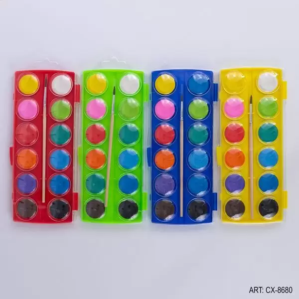 ACUARELA CON PINCEL 12 COLORES Q-8680