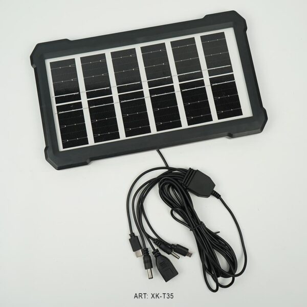 PANEL SOLAR PORTATIL 5V CON CABLE DE 5 CONEXIONES DIFERENTES 3.5W XK-T35-40
