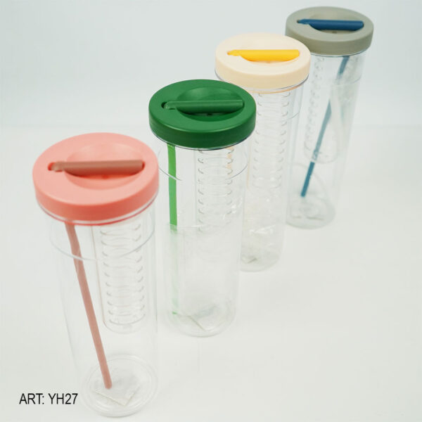 BOTELLA 700ML TRANSPARENTE, TAPA 4 COLORES YH27