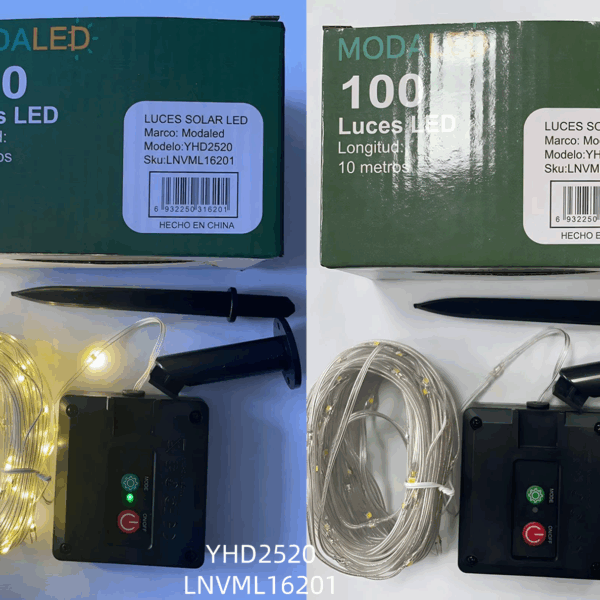 LUZ LED SOLAR 100LED CALIDA YHD2520