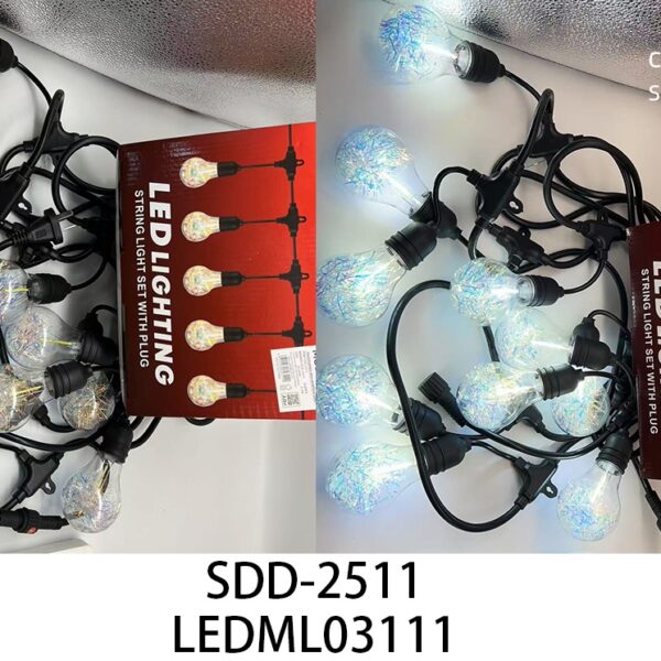 GUIRNALDA DE LUZ FOCOS CON BRILLOS 10 LÁMPARAS (FRÍA) SDD-2511-20