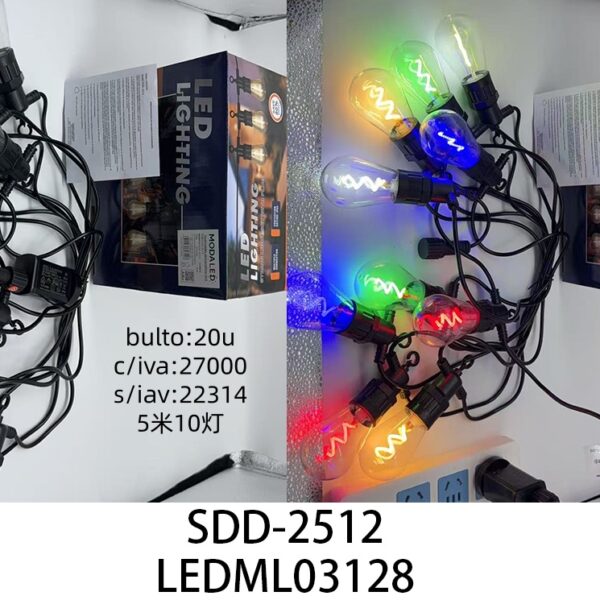 GUIRNALDA DE LUZ MULTICOLOR ELÉCTRICOS 10 LÁMPARAS SDD-2512-20