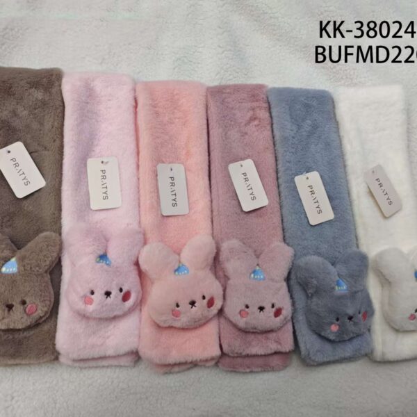 BUFANDA INFANTIL DE PELUCHE CON DETALLE DE CONEJO KK-38024-03