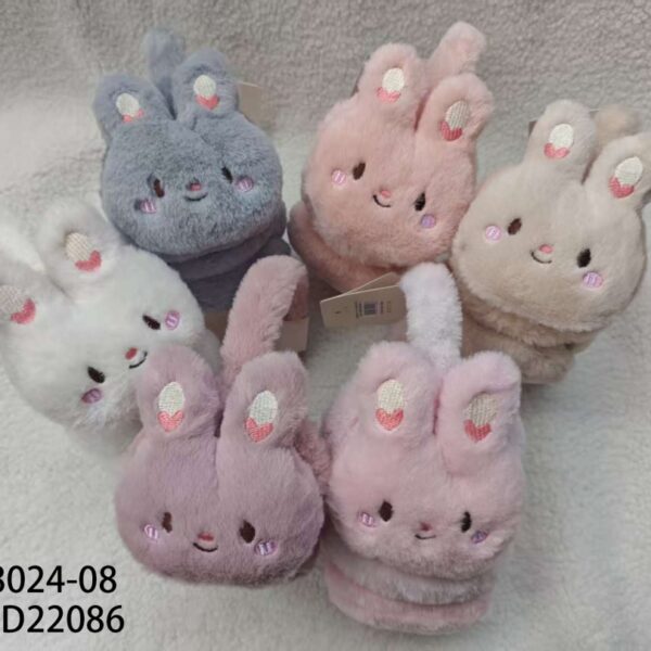 OREJERA DE PELUCHE CON CONEJITOS KK-38024-08-240