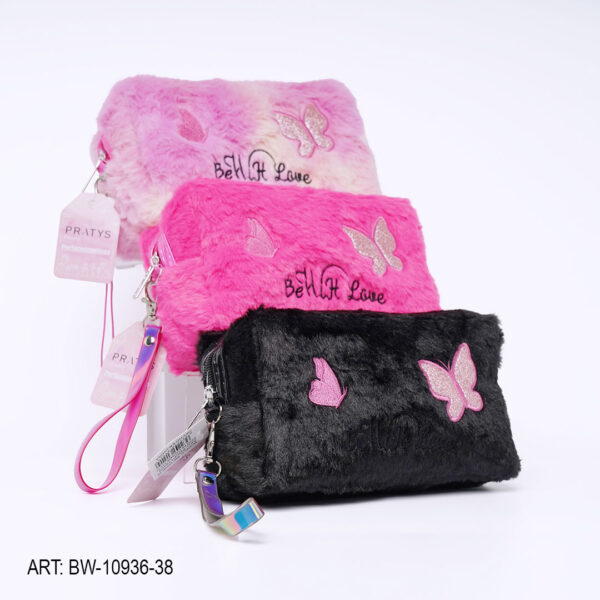 PORTACOSMESTICO DE PELUCHE CON MARIPOSAS BW-10936-38-300